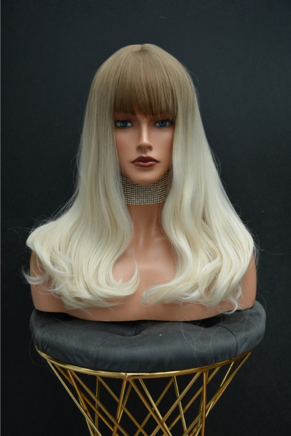 Omuzda Karamel Ombreli Fiber Sentetik Perçemli Peruk